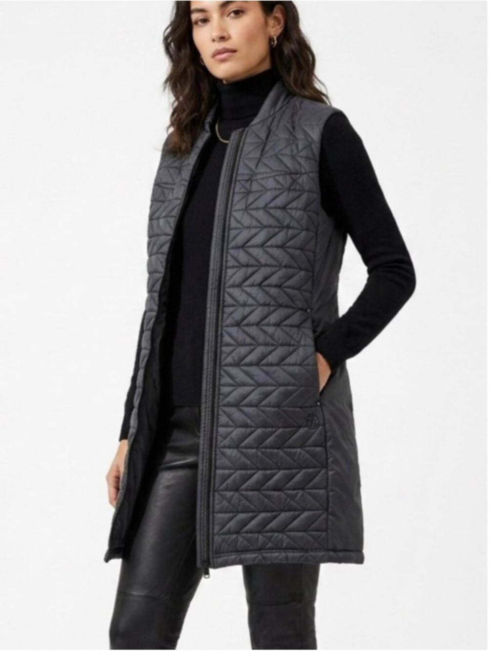 Alchemy Equipment Black Quilted Long Vest Tunic Size L Puffer Sleeveless